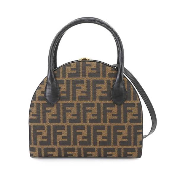 FENDI Black Leather Zucca Shoulder Bag - Picture 1 of 10